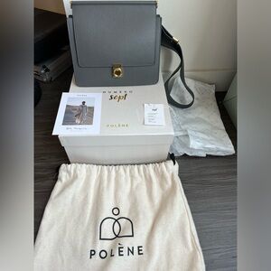 Polene Gray Leather Bag